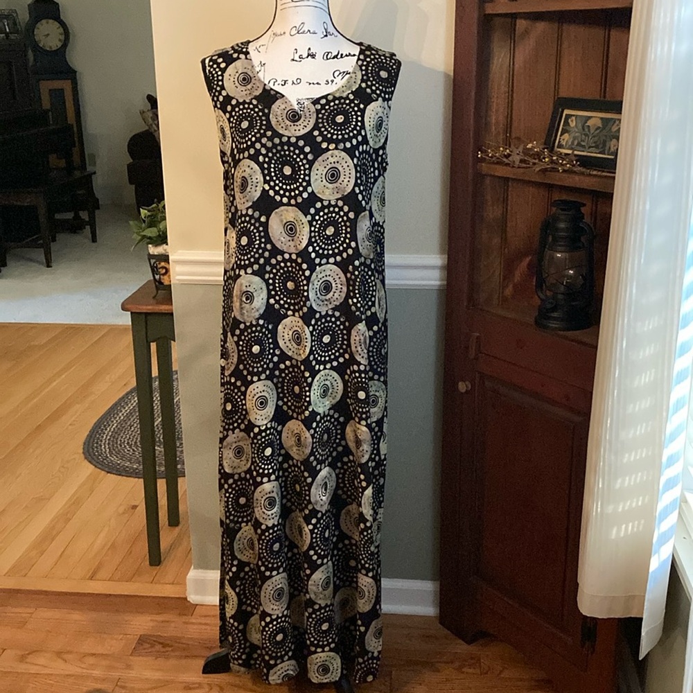 NWOT Endeavour sleeveless black/tan maxi dress
